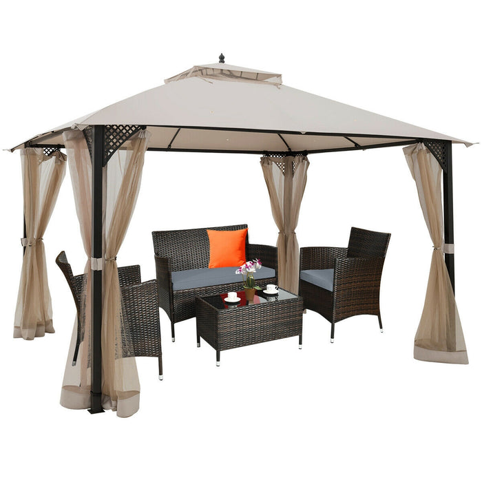 12â€™ x 10â€™Outdoor Double Top Patio Gazebo-Beige