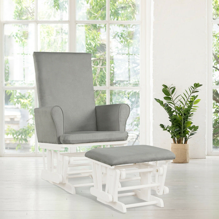 Baby Nursery Relax Rocker Rocking Chair Glider and Ottoman Cushion Set-Gray