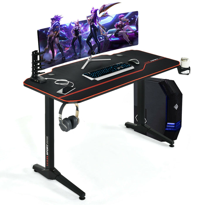 55 Inch Gaming Desk with Free Mouse Pad with Carbon Fiber Surface