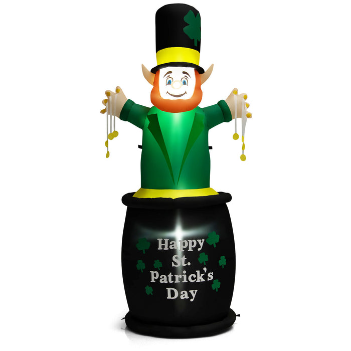 6 Feet St Patrick's Day Inflatables Leprechaun Irish Day Decoration with LED Lights