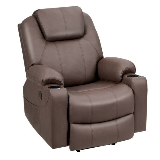 Electric Power Lift Leather Massage Sofa-Brown