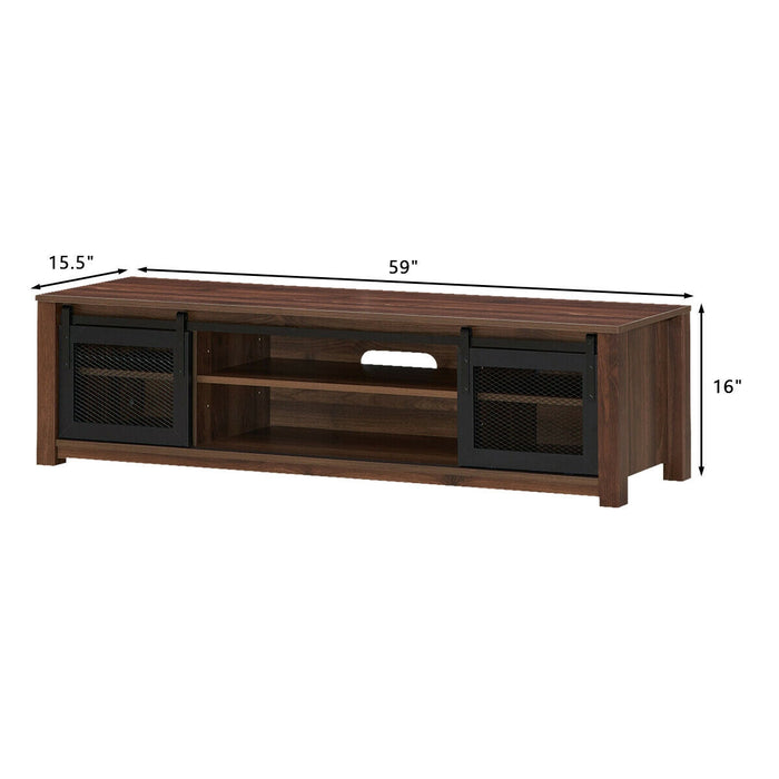 TV Stand Entertainment Center for TV's up to 65 Inch with Adjustable Shelves-Brown