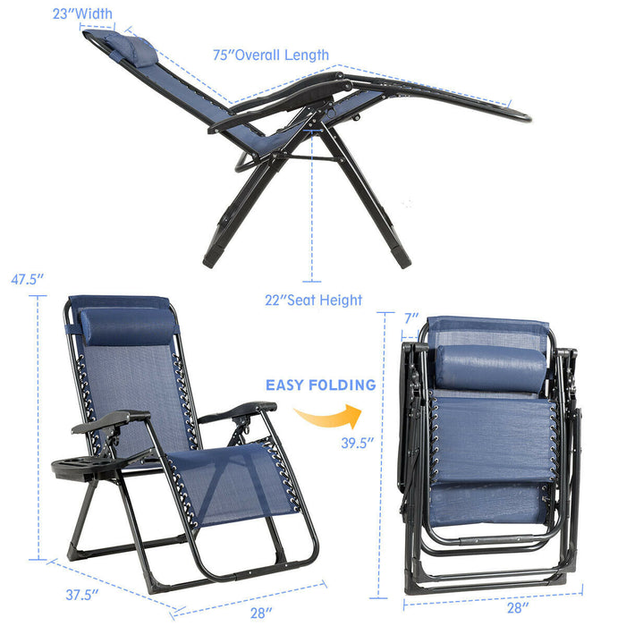 Oversize Lounge Chair with Cup Holder of Heavy Duty for outdoor-Navy