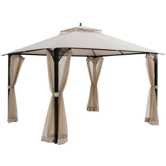 12â€™ x 10â€™Outdoor Double Top Patio Gazebo-Beige