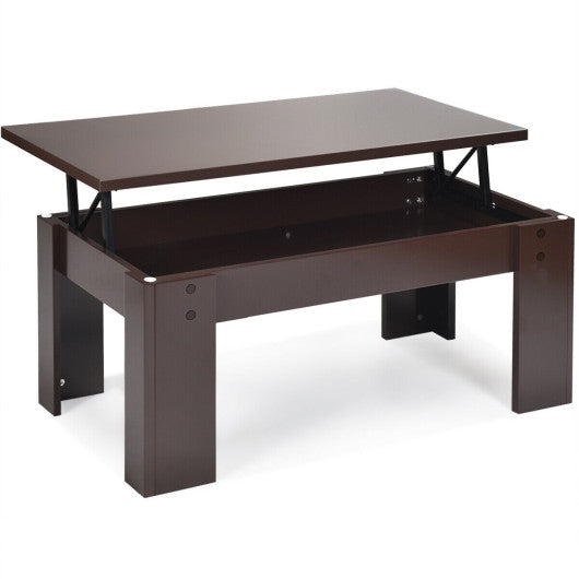 Lift Top Coffee Pop-UP Cocktail Table-Brown