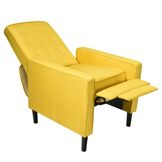 Mid-Century Push Back Recliner Chair -Yellow