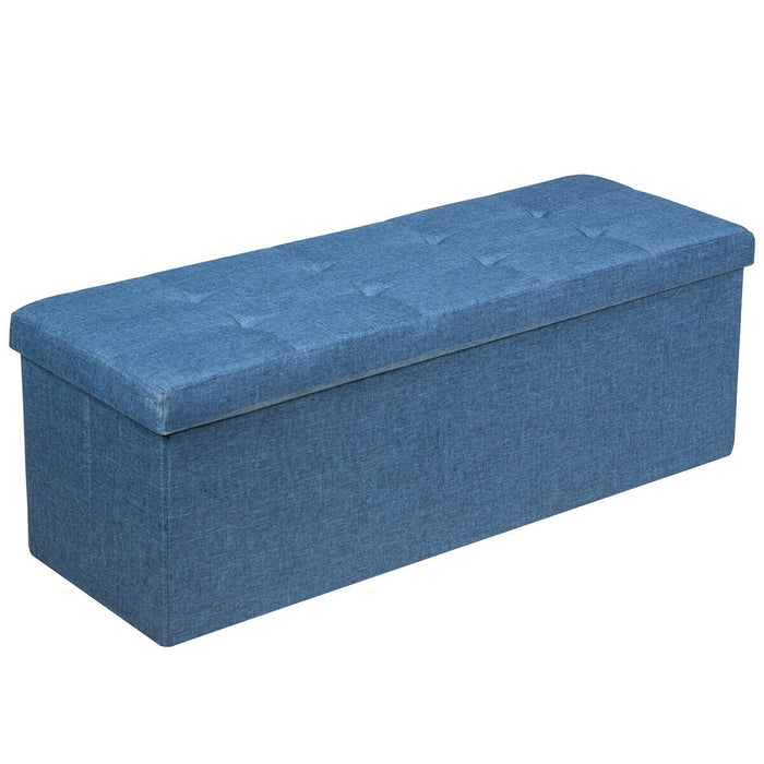 Fabric Folding Storage with Divider Bed End Bench-Navy