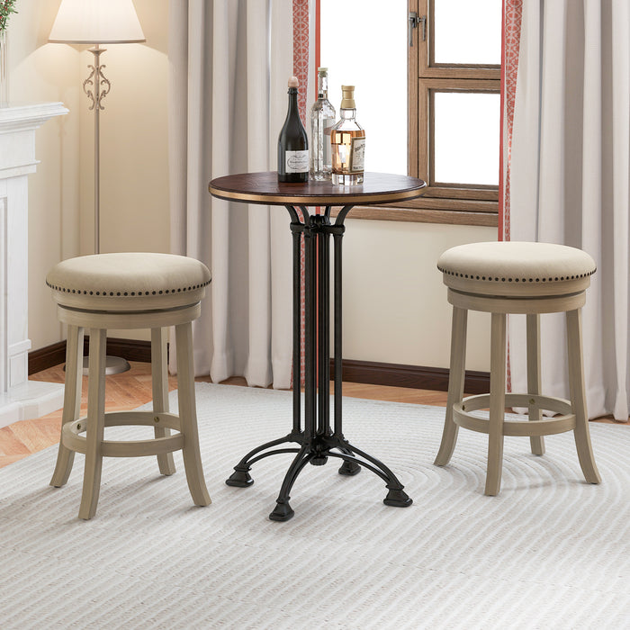 24/26 Inches Swivel Bar Stools Set of 2 wth Wooden Frame-26.5 inches