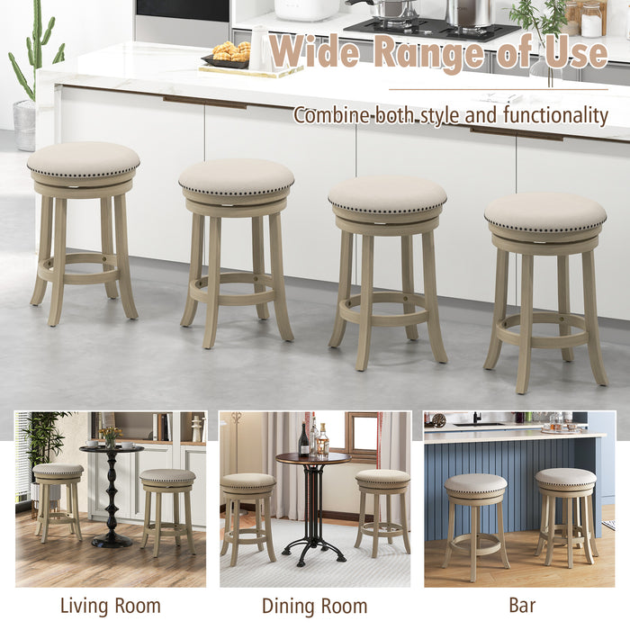 24/26 Inches Swivel Bar Stools Set of 2 wth Wooden Frame-26.5 inches