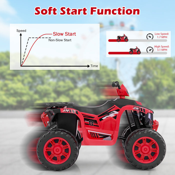 24V Kids Ride-On Electric ATV with Wireless Connection for Toddlers 3-8 Years Old-Red