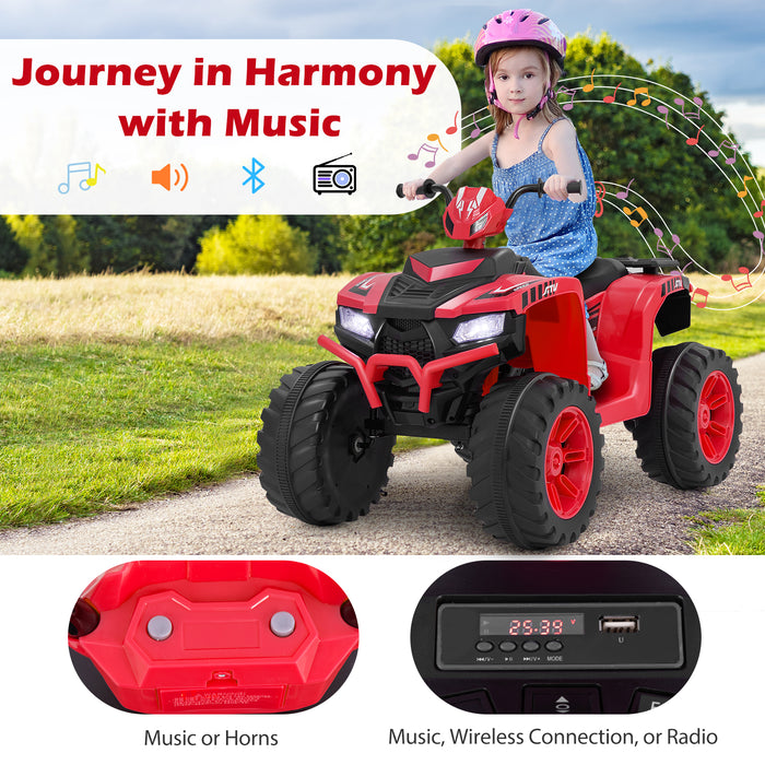 24V Kids Ride-On Electric ATV with Wireless Connection for Toddlers 3-8 Years Old-Red