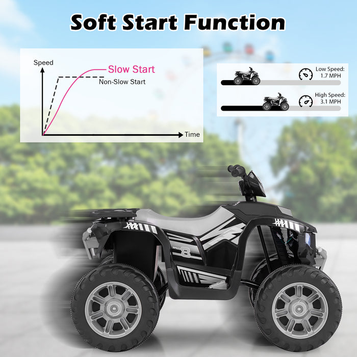 24V Kids Ride-On Electric ATV with Wireless Connection for Toddlers 3-8 Years Old-Black