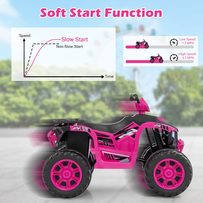 24V Kids Ride-On Electric ATV with Wireless Connection for Toddlers 3-8 Years Old-Pink