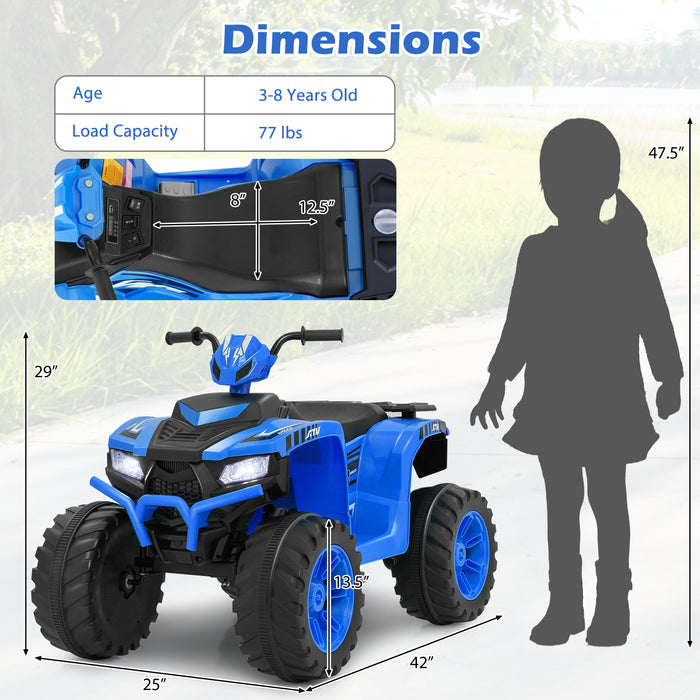 24V Kids Ride-On Electric ATV with Wireless Connection for Toddlers 3-8 Years Old-Blue