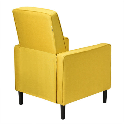 Mid-Century Push Back Recliner Chair -Yellow