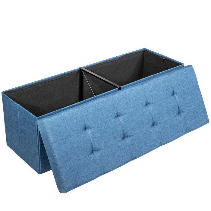 Fabric Folding Storage with Divider Bed End Bench-Navy