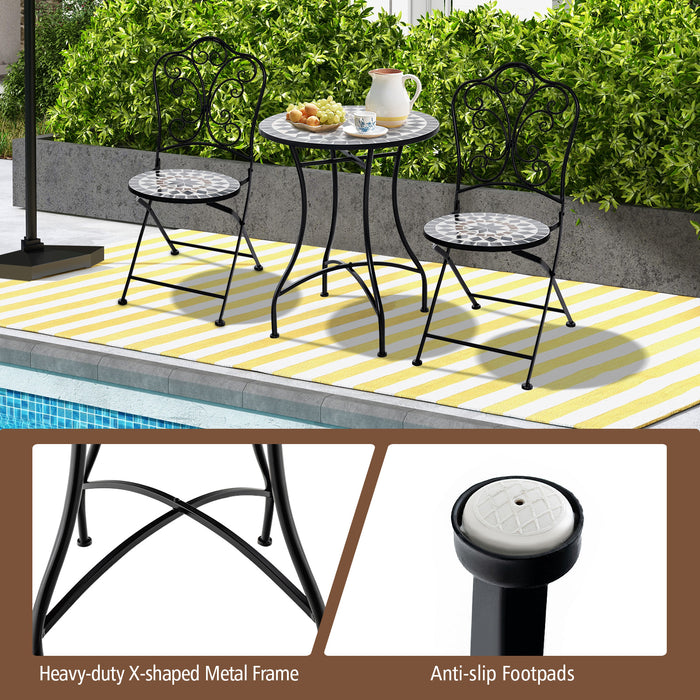 24 Inch Patio Bistro Table with Ceramic Tile Tabletop-Black