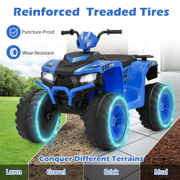 24V Kids Ride-On Electric ATV with Wireless Connection for Toddlers 3-8 Years Old-Blue