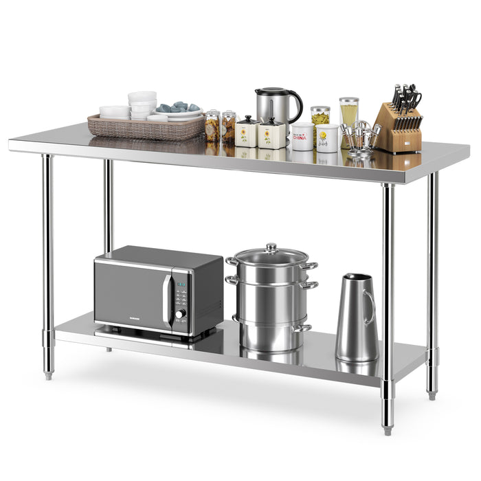 24 x 60 Inches Stainless Steel Kitchen Prep Work Table with Adjustable Undershelf