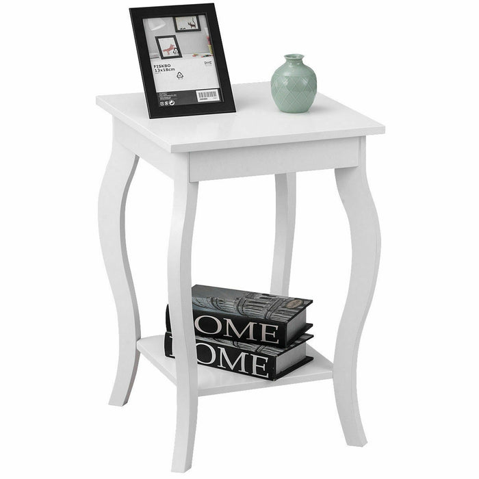 Accent Sofa End Side Table-White