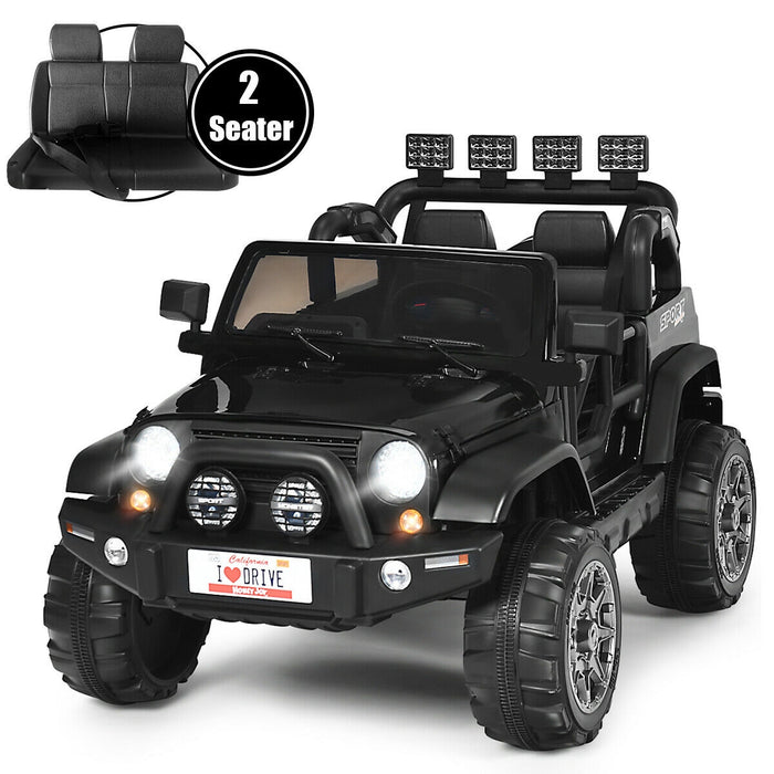 12V 2-Seater Ride on Car Truck with Remote Control and Storage Room-Black