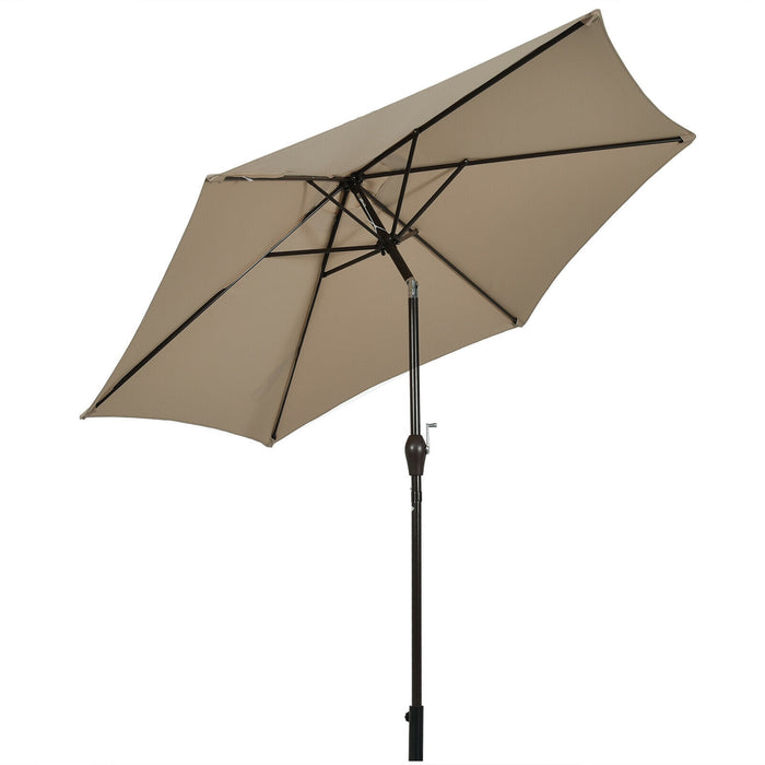 9 ft Outdoor Market Patio Table Umbrella Push Button Tilt Crank Lift-Tan