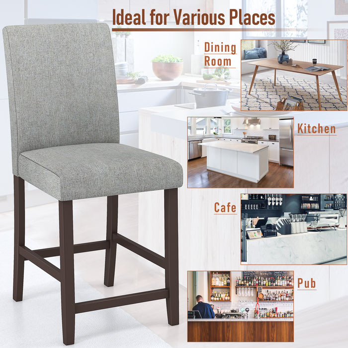 25 Inch Counter Height Set of 2 Bar Stools-Gray