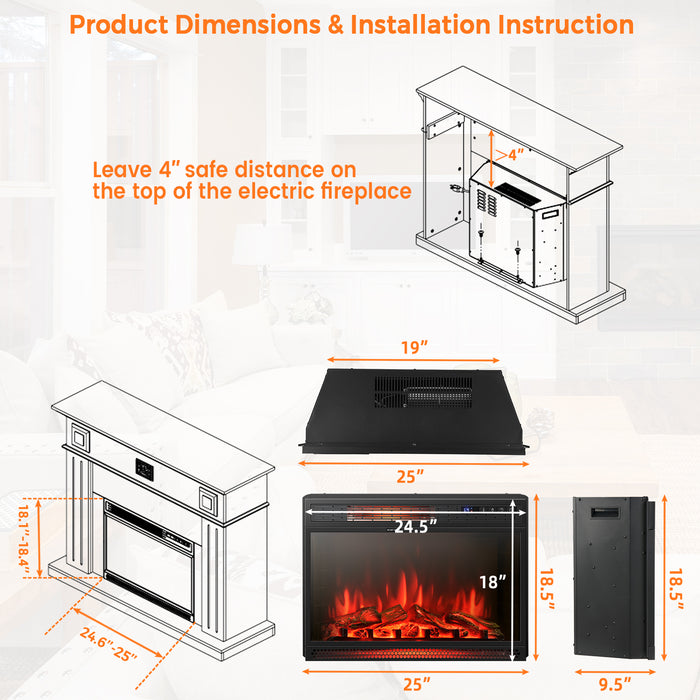 25 Inches Recessed Electric Heater