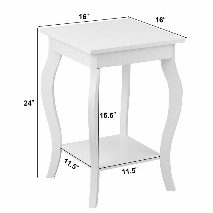 Accent Sofa End Side Table-White