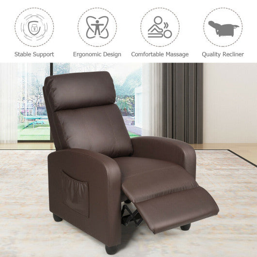 Recliner Sofa Wingback Chair with Massage Function-Brown