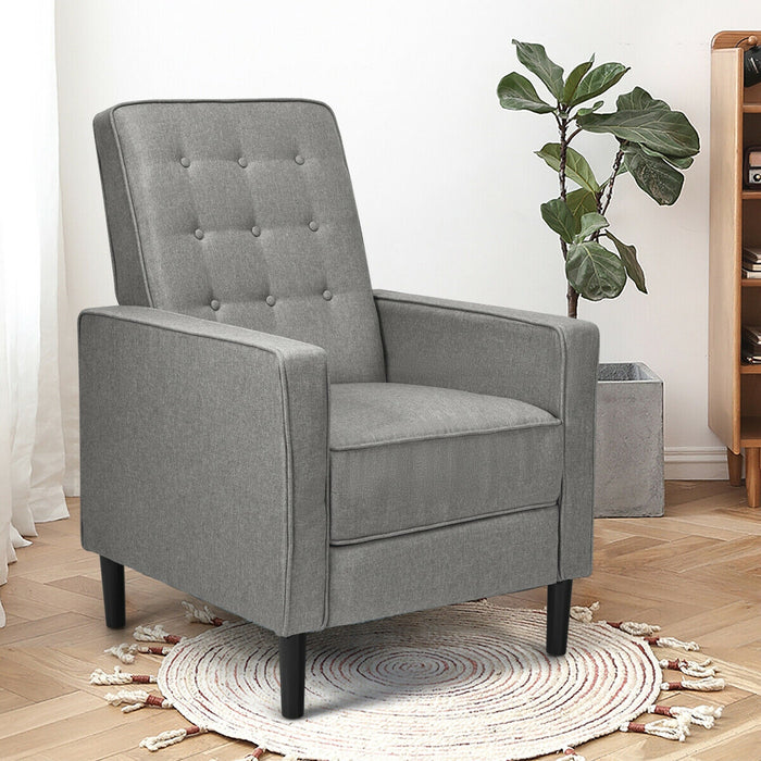 Mid-Century Push Back Recliner Chair -Gray