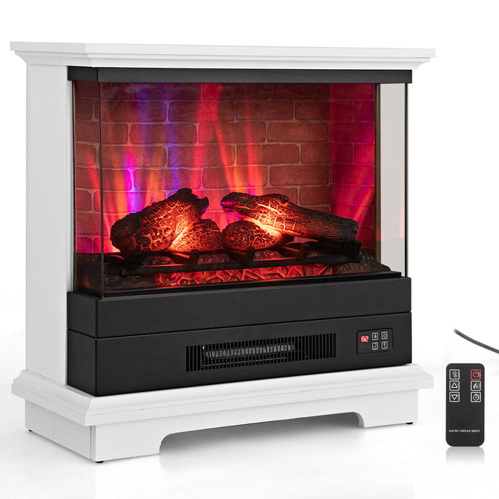 27 Inch Freestanding Fireplace with Remote Control-White