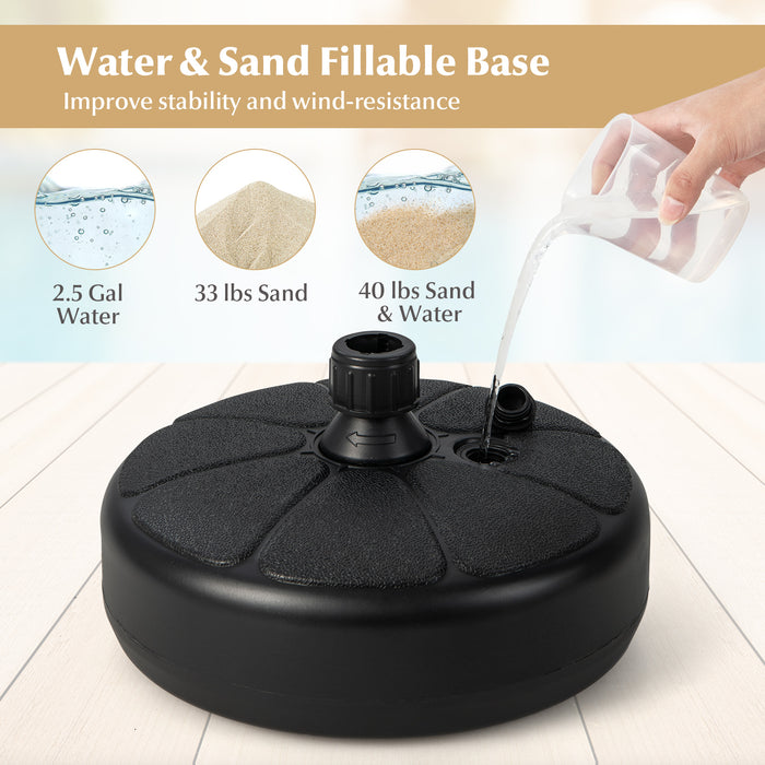 27 lbs Fillable Round Umbrella Base Stand for Yard Garden Poolside