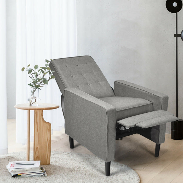 Mid-Century Push Back Recliner Chair -Gray