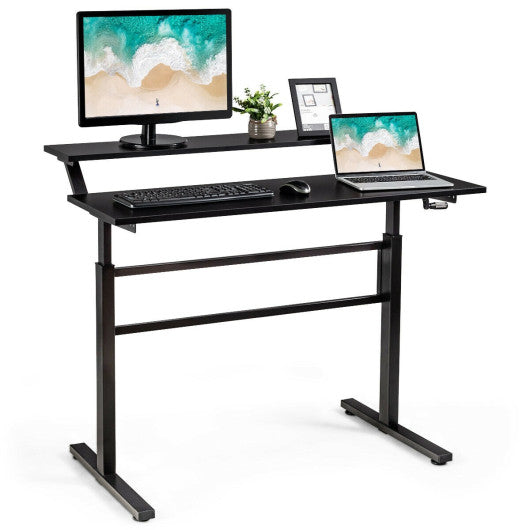 Standing Desk Crank Adjustable Sit to Stand Workstation -Black