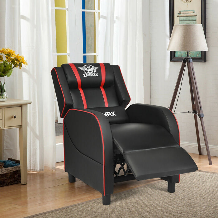 Massage Racing Gaming Single Recliner Chair-Red