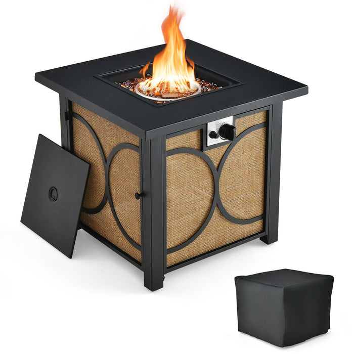 28 Inch 50000 BTU Outdoor Square Fire Pit Table with Cover