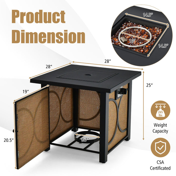 28 Inch 50000 BTU Outdoor Square Fire Pit Table with Cover