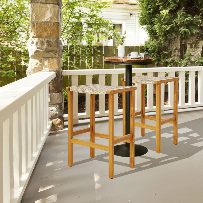 Patio Wood Bar Stools Set of 2/4-4 Pieces