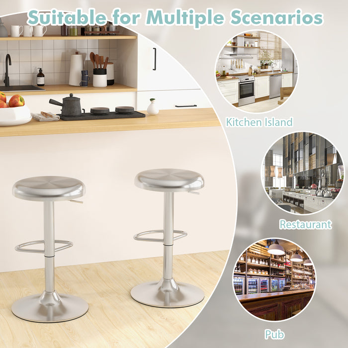 Modern Swivel Adjustable Height Bar Stool with Footrest-2 Pieces