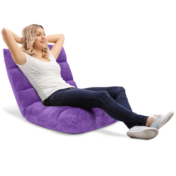 Adjustable 14-position Cushioned Floor Chair-Purple