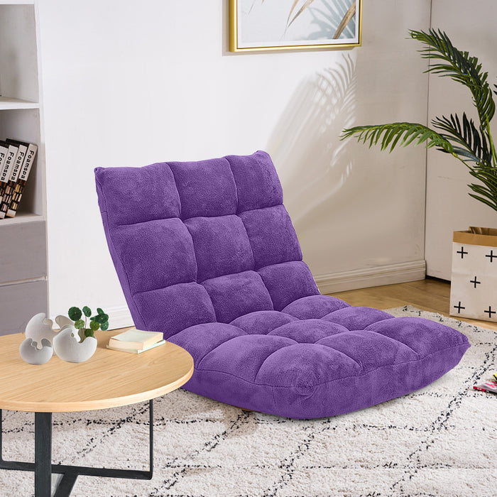 Adjustable 14-position Cushioned Floor Chair-Purple