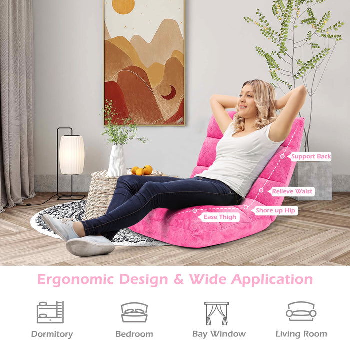 Adjustable 14-position Cushioned Floor Chair-Pink