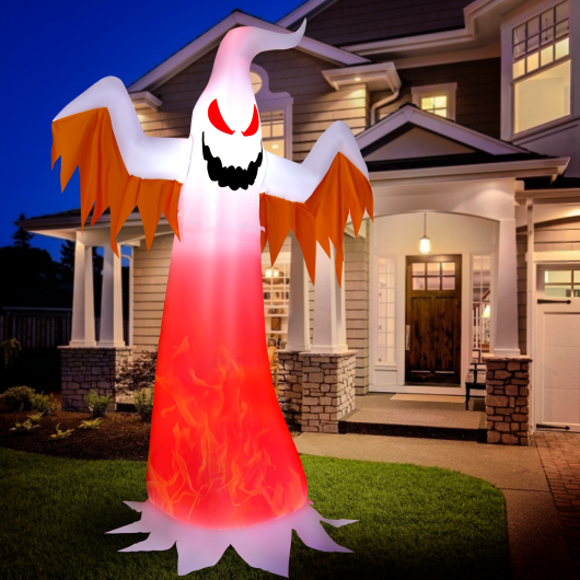 8 Feet Halloween Inflatable Ghost with Rotatable Flame LED Lights