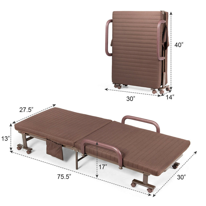 Adjustable Guest Single Bed Lounge Portable Wheels