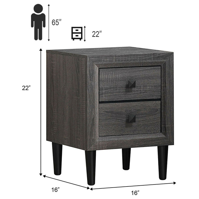 2PCS Nightstand W/2 Drawer Multipurpose