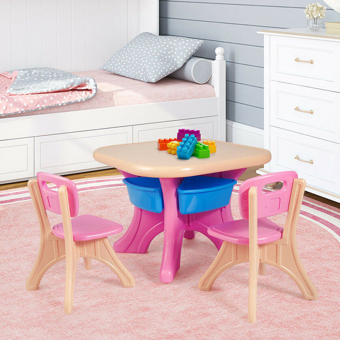 In/Outdoor 3-Piece Plastic Children Play Table & Chair Set