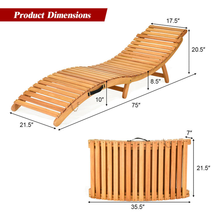 Folding Patio Lounge Chair with Double-Sided Cushioned Seat