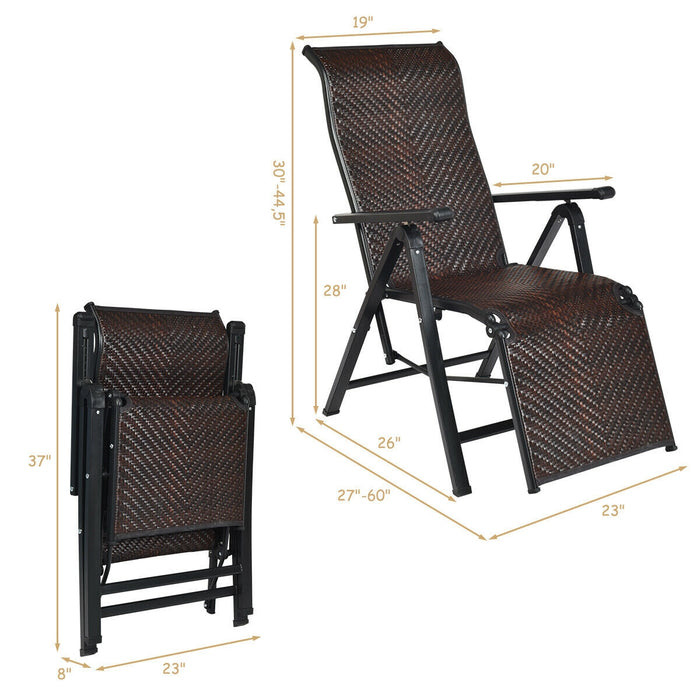 Patio Back Adjustable Rattan Folding Lounge Recliner