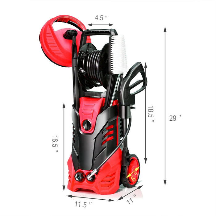 3000 PSI Electric High Pressure Washer With Patio Cleaner-Red